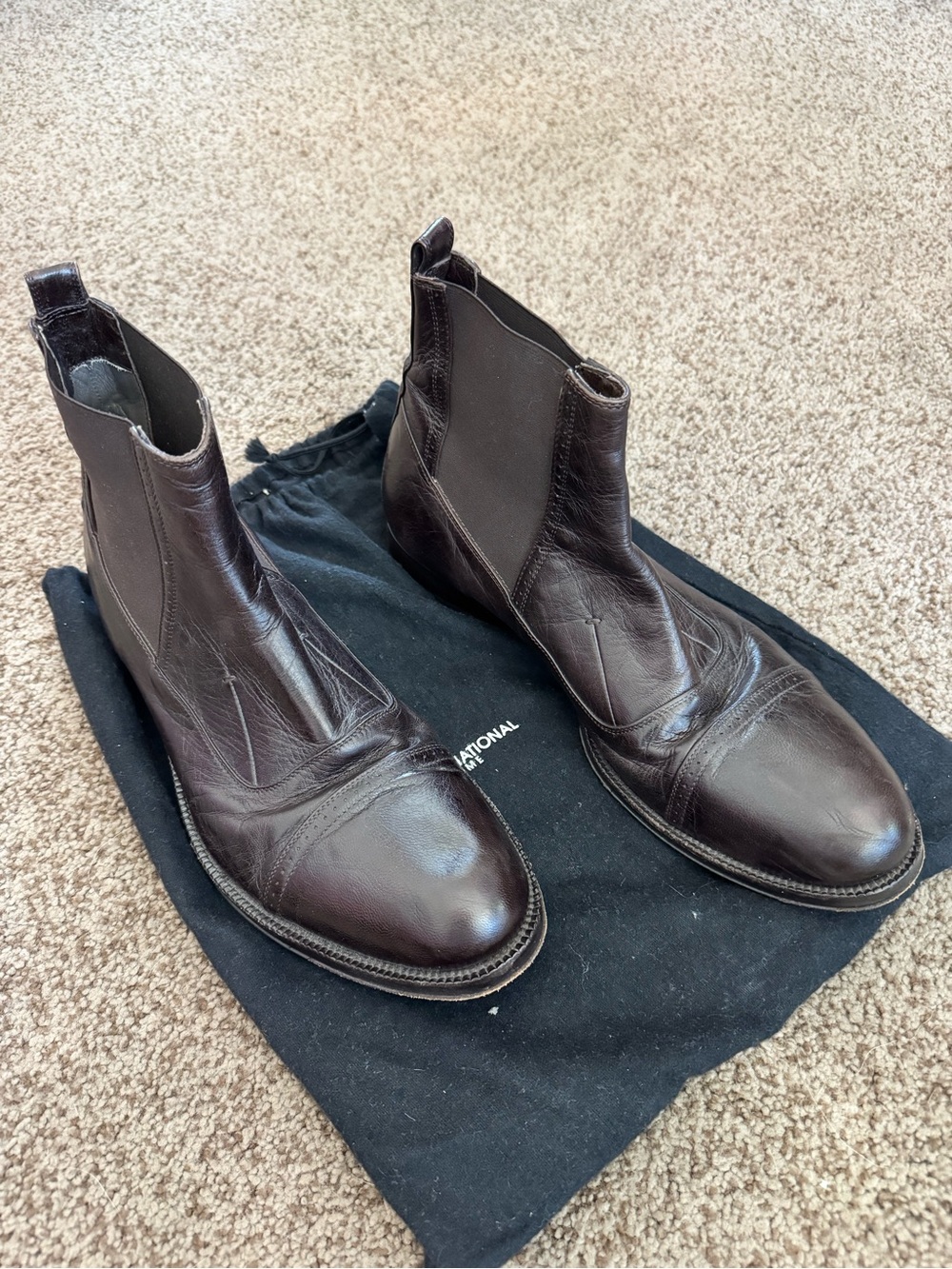 CoSTUME NATIONAL Men's Brown Leather Chelsea Boots Size 10
